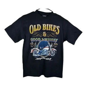 Old Bikes and Good Whiskey Better with Age Motorcycle Black Mens L/XL NEW NOS